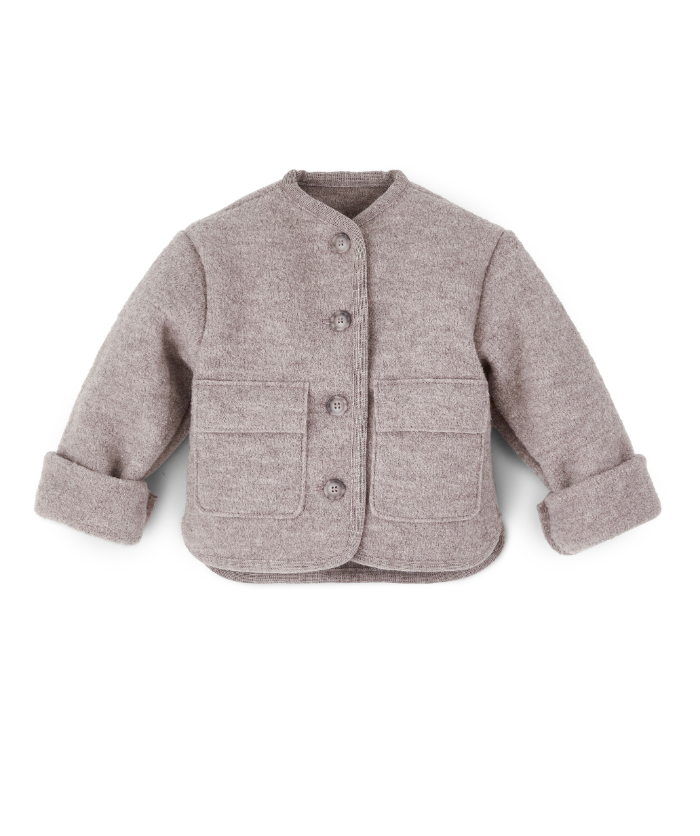 Walkjacke Oversized 100% Schurwolle - Greige