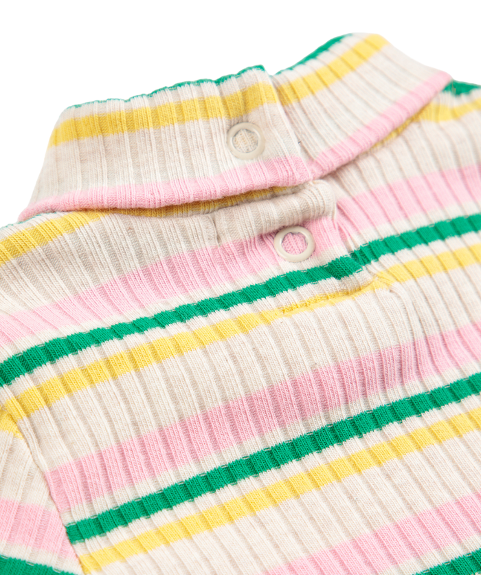 Striped Turtle Neck T-Shirt - Mulitcolor