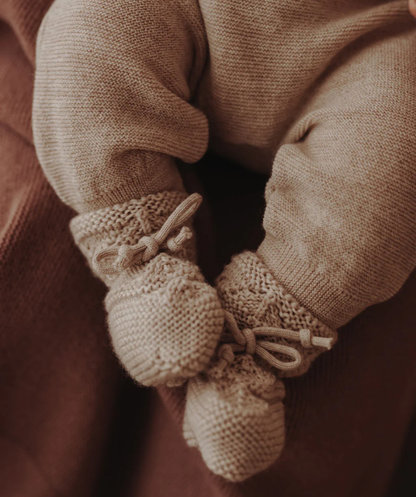 Grobstrick Babyschühchen - 100% Merinowolle - Natur