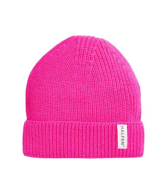 Strickmütze - 100% Merinowolle - Neon Pink