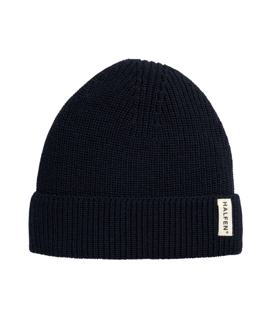 Strickmütze - 100% Merinowolle - Marine