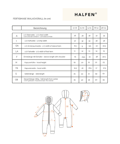 Wollwalkanzug 100% Bio-Schurwolle - Natur
