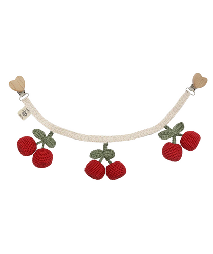 Kirsch-Kinderwagenkette - Creme/Rot