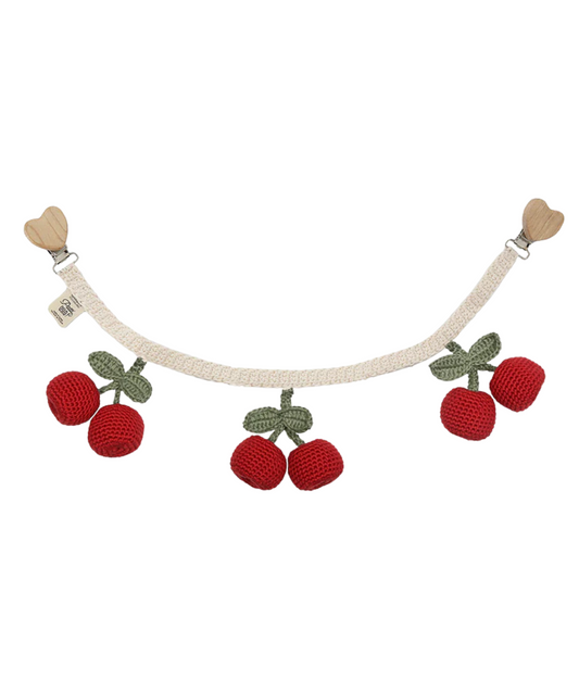 Kirsch-Kinderwagenkette - Creme/Rot