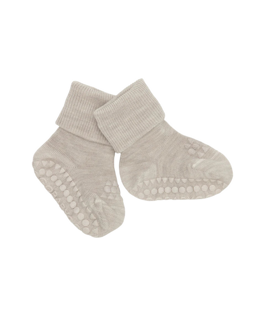 Rutschfeste Socken Merinowolle - Sand