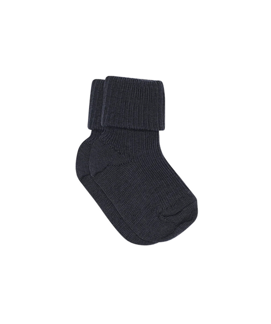Babysocken aus gerippter Wolle - Navy