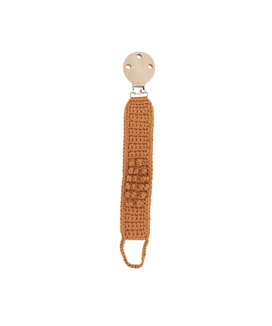 Schnullerkette aus Bio-Baumwolle – Karamell