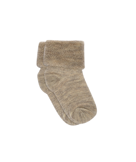 Babysocken aus Wolle - Light Brown Melange