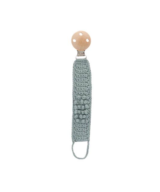 Schnullerkette aus Bio-Baumwolle – Stahl