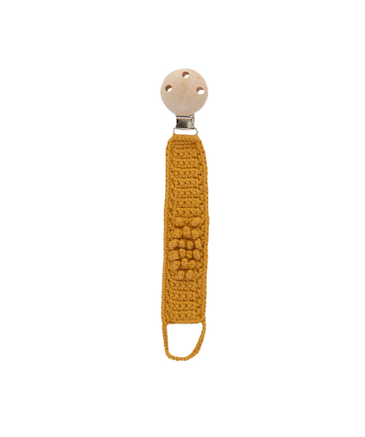 Schnullerkette aus Bio-Baumwolle – Ocker