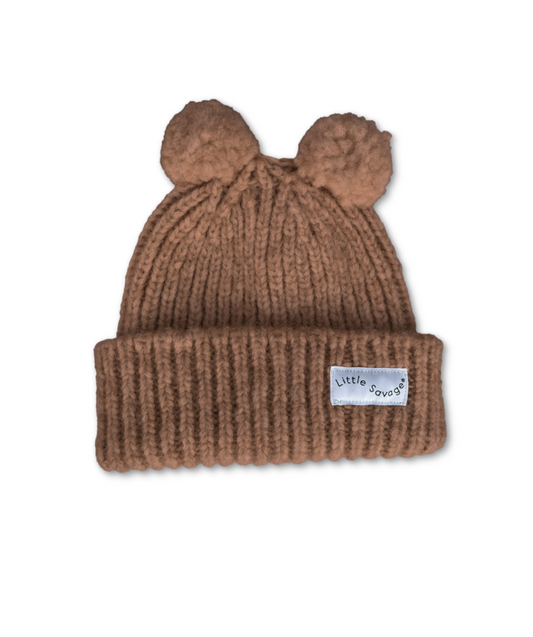 Beanie mit PomPom-Bommel - Chocolate