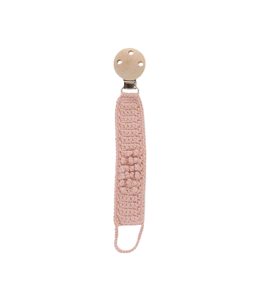 Pacifier chain made of organic cotton  – pink