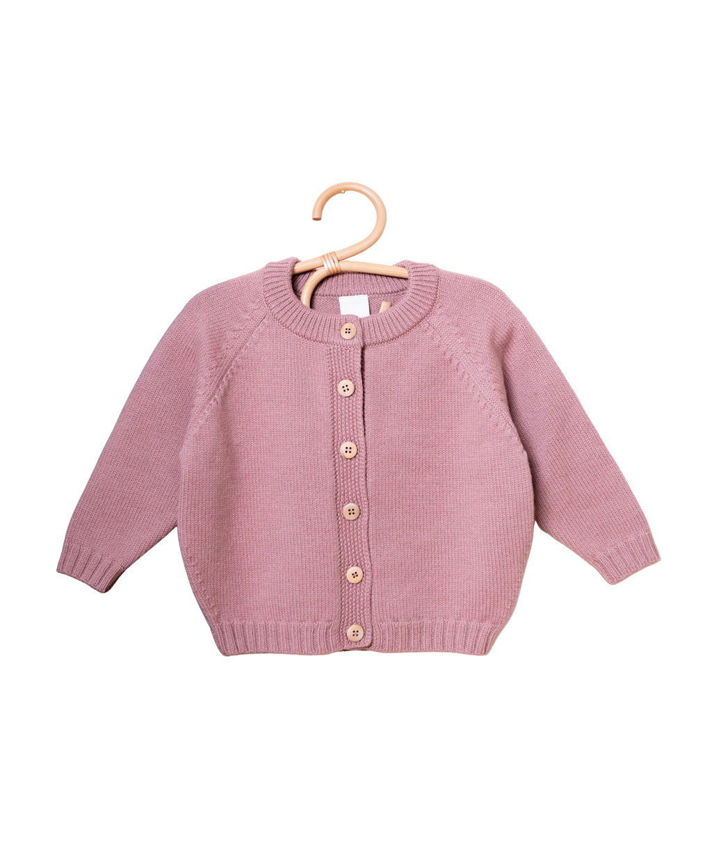 The Woolly Cardigan 100% Merino Wool - Rose