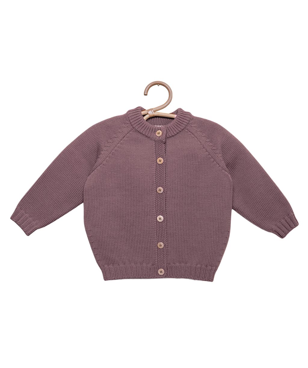 The Woolly Cardigan 100% Merino Wool - Mauve