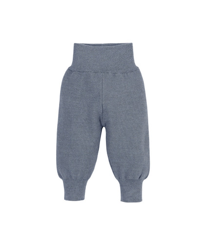 Feinstrick-Hose 100% Merinowolle - Rauch-blau