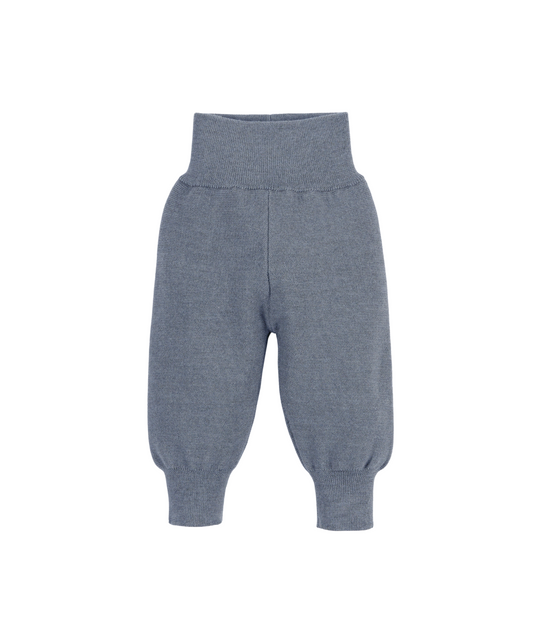 Feinstrick-Hose 100% Merinowolle - Rauch-blau