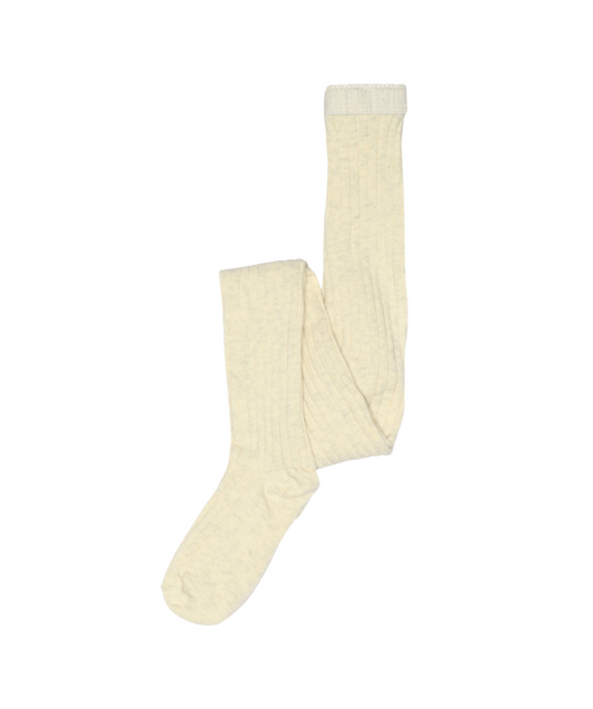 Strumpfhose aus gerippter Baumwolle - Cream Melange