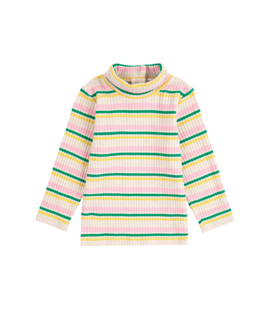 Striped Turtle Neck T-Shirt - Mulitcolor