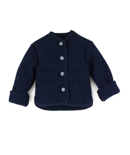 Walkjacke Oversized 100% Schurwolle - Marine