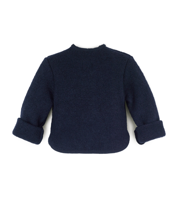 Walkjacke Oversized 100% Schurwolle - Marine