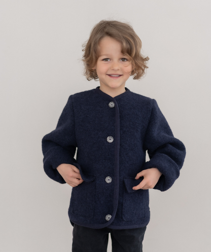 Walkjacke Oversized 100% Schurwolle - Marine