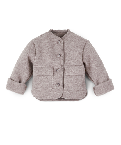 Walkjacke Oversized 100% Schurwolle - Greige