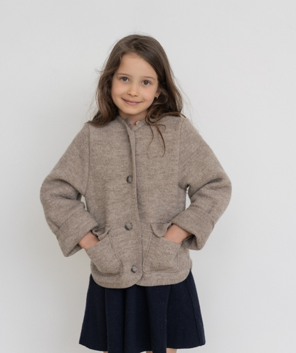 Walkjacke Oversized 100% Schurwolle - Greige