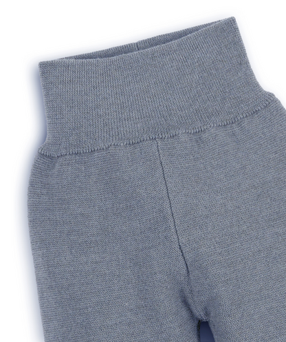 Feinstrick-Hose 100% Merinowolle - Rauch-blau