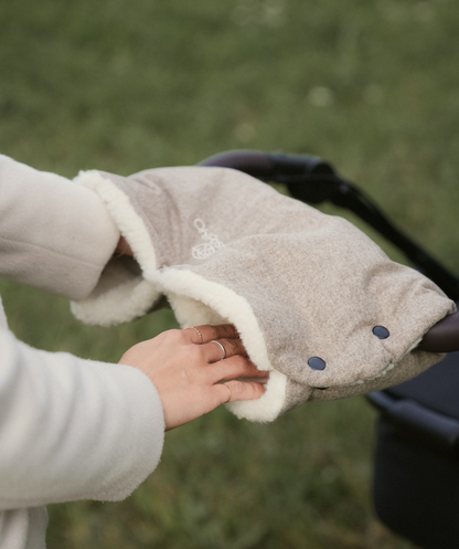 Handmuff 100% Merinowolle - Beige