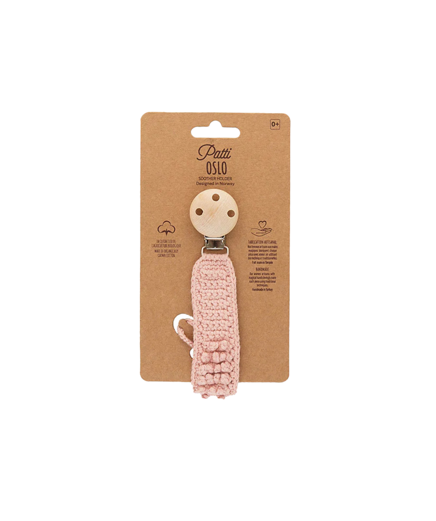 Schnullerkette aus Bio-Baumwolle – Rosa