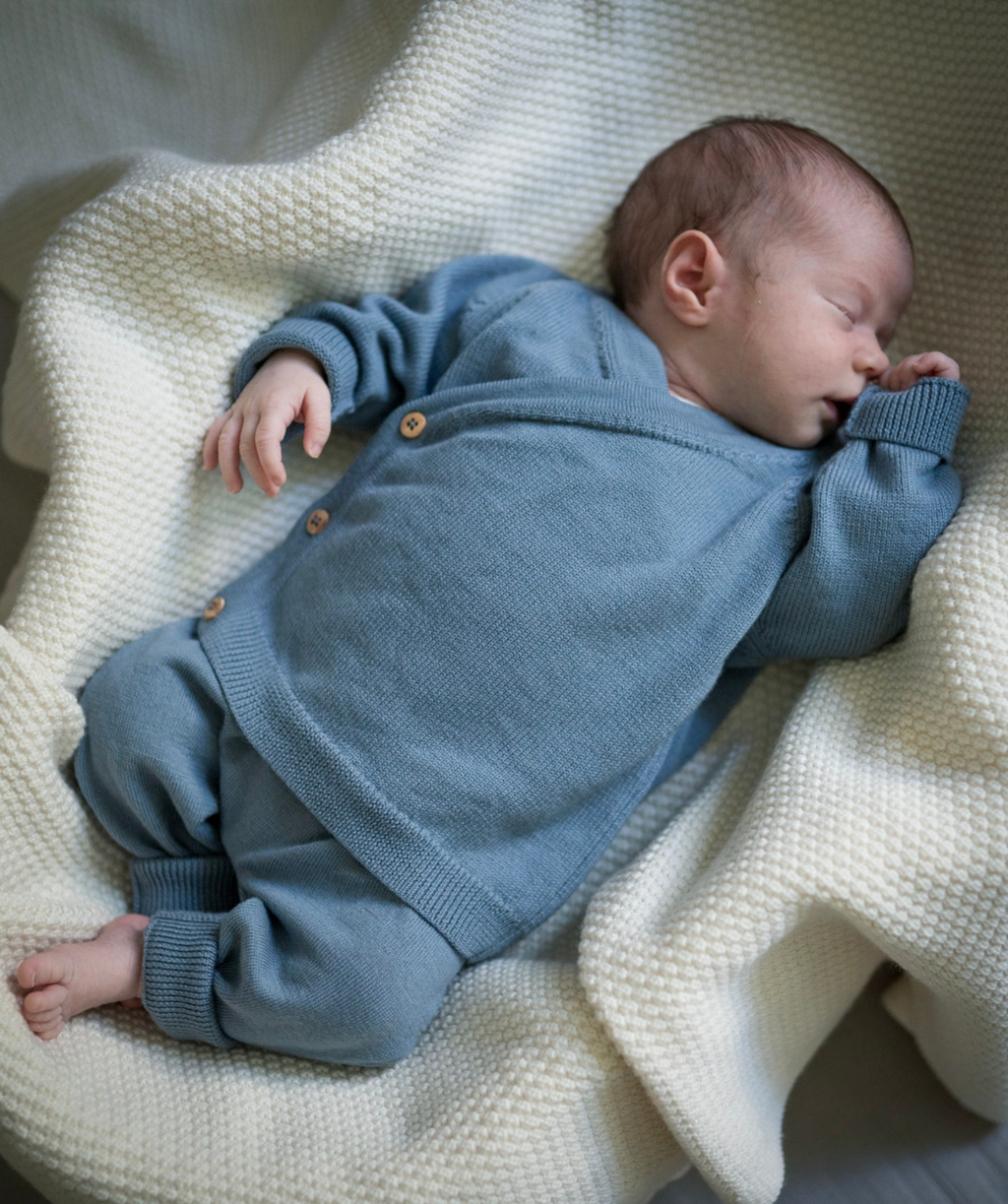The Woolly Baby Jacket 100% Merino Wool - Blue
