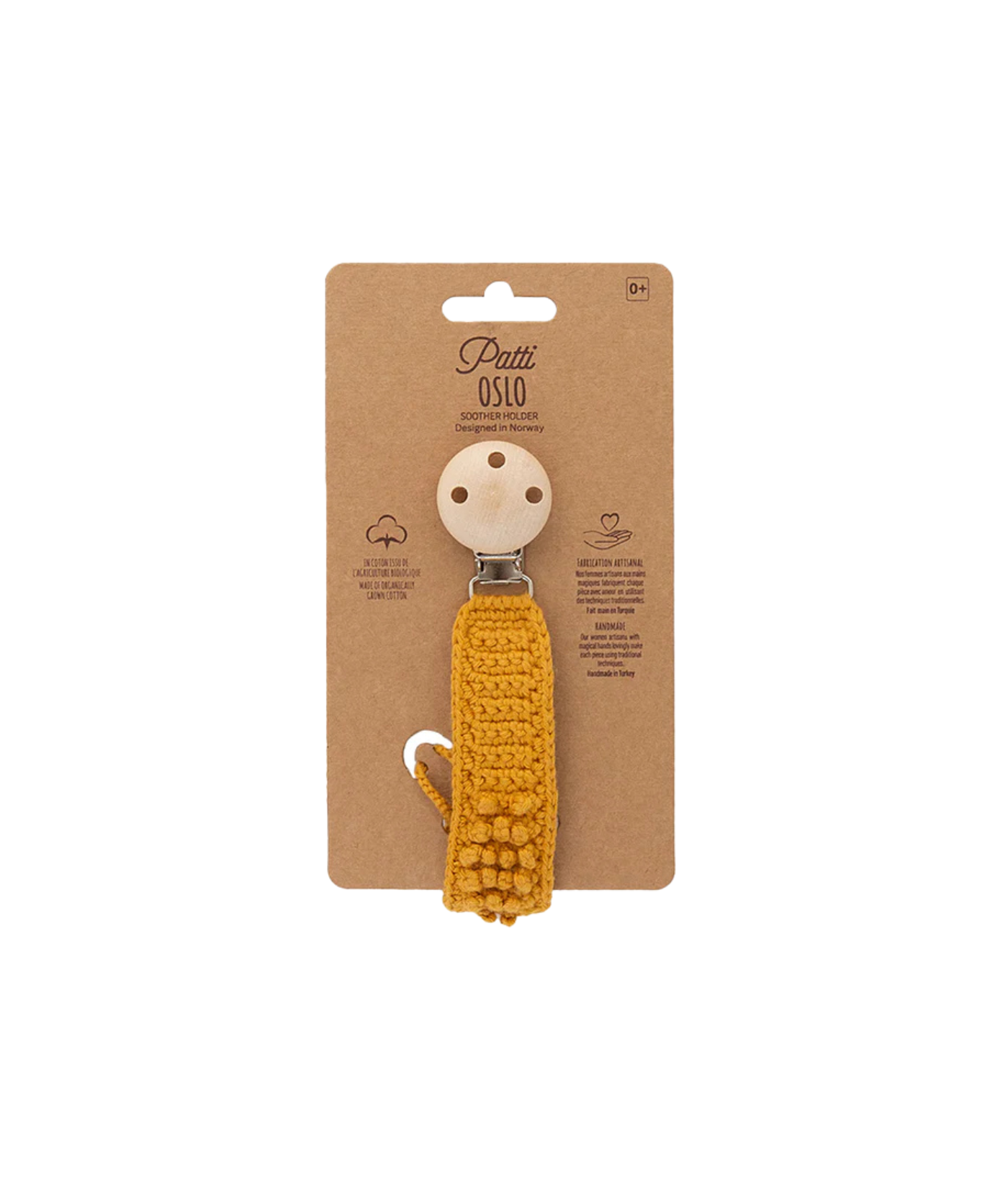 Schnullerkette aus Bio-Baumwolle – Ocker