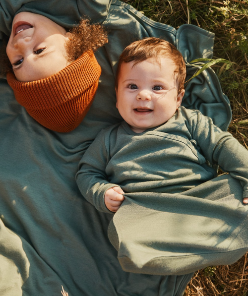 Pajamas bodysuit 100% Merino wool - Agave