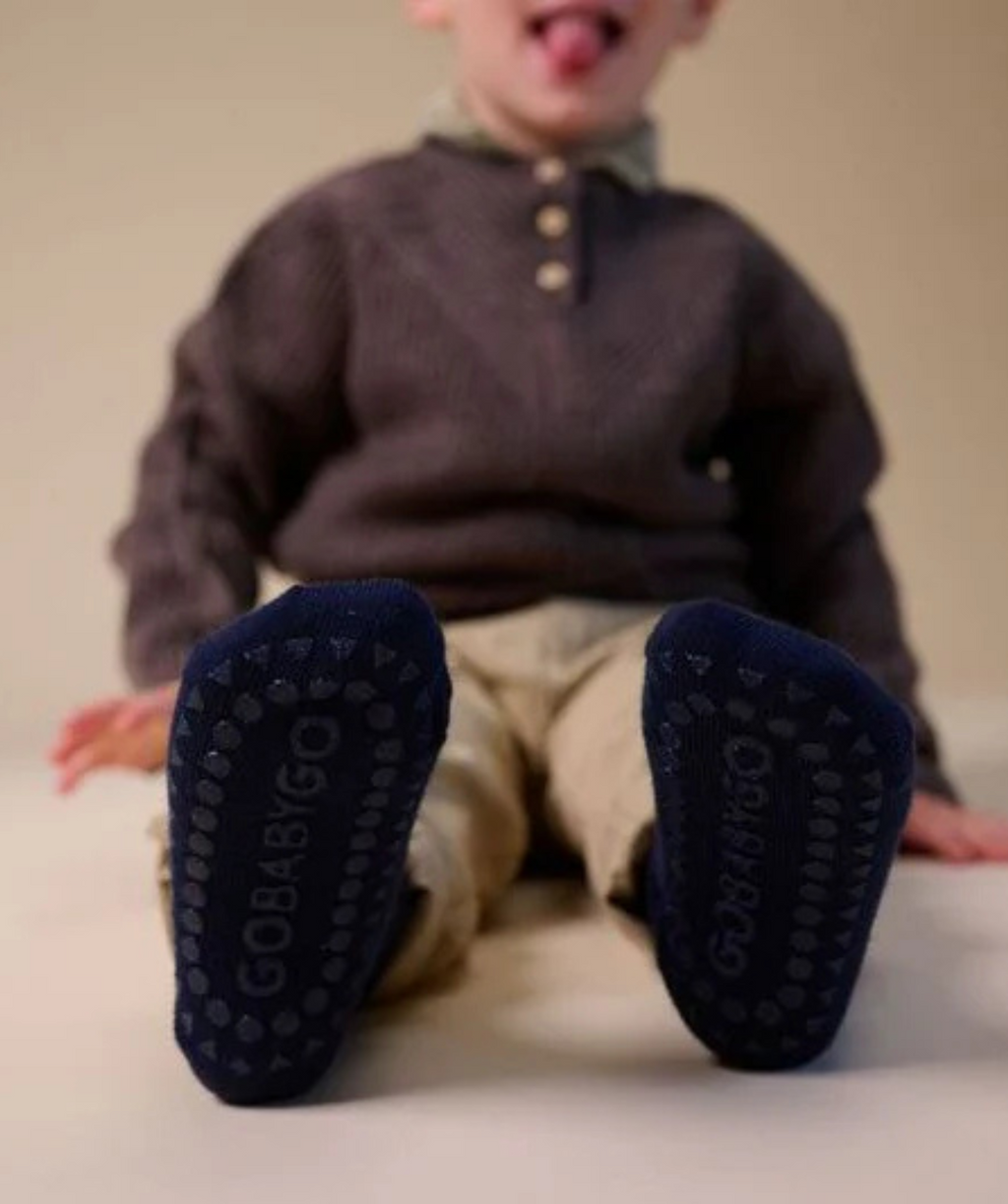 Non-slip Merino wool socks – Midnight Blue